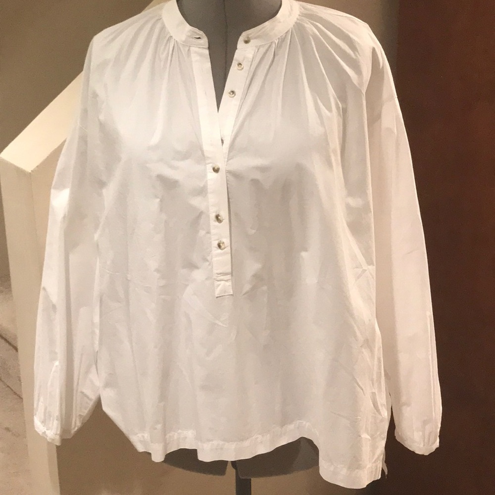 Free People Cotton White BOHO Oversize Top Sz S